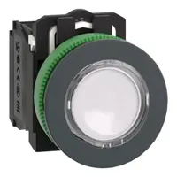 Harmony XB5, Buton iluminat antimicrobian, plastic, alb, Ø30, LED, 24 V AC/DC, 1 NO + 1 NC