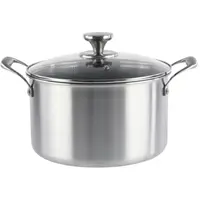 Cratita Inox cu Capac Sticla, 24 cm, 4.30 l, Invelis Antiaderent, Compatibila Inductie, Grunberg
