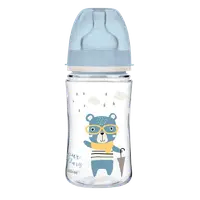 Biberon albastru anticolici cu gat larg PP Bonjour Paris, 240ml, Canpol babies