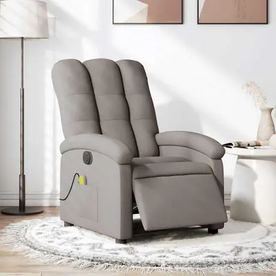 vidaXL Fotoliu electric de masaj rabatabil, gri taupe, textil