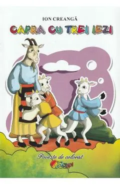 Capra cu trei iezi. Poveste de colorat