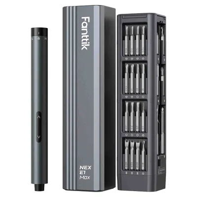 Surubelnita electrica cu acumulator plus biti E1 Max Fanttik NEXE1MAX, 3.7 V, 350 mAh, 53 piese