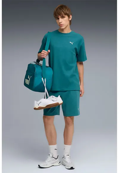 Pantaloni scurti din amestec de bumbac cu logo - Alb/Albastru petrol