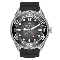 Ceas Solar NORTH EDGE TRITON-TI Negru, Titan, Curea Silicon, 300M, 45.8mm