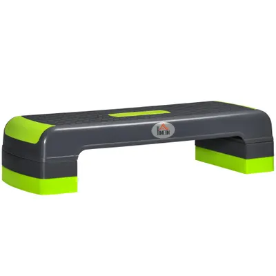HOMCOM Stepper cu 3 Înălțimi, din Plastic Verde Și Gri