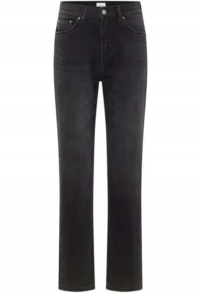 Blugi Dama - Brooks Straight - Straight Fit - Talie Inalta - Lungi - Cu Fermoar - 5 Buzunare - Bumbac - Negru