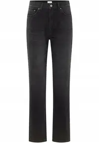 Blugi Dama - Brooks Straight - Straight Fit - Talie Inalta - Lungi - Cu Fermoar - 5 Buzunare - Bumbac - Negru