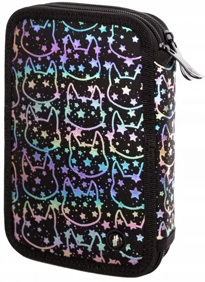 Penar școlar Astra Hash - Neon Kitty, 2 fermoare