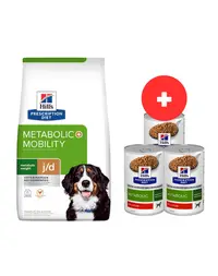 HILL'S Prescription Diet Canine Metabolic + Mobility 12 kg caini supraponderali + 3 x 370g conserve GRATIS