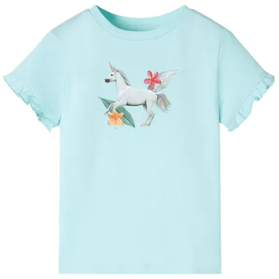 Tricou copii cu mâneci scurte, turcoaz deschis, 104