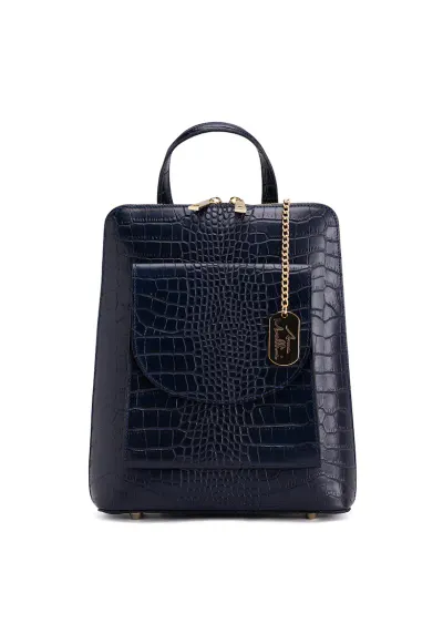 Rucsac convertibil de piele Viviana - Bleumarin