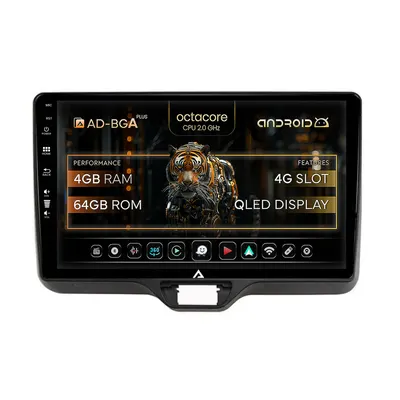 Navigatie Toyota Yaris (2020+), Android, A-Octacore 4GB RAM + 64GB ROM, 10.1 Inch - AD-BGA10004+AD-BGRKIT105