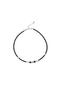 Colier Choker din pietre naturale de Spinel negru cu accesorii si sistem de inchidere din Argint 925