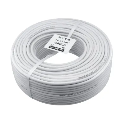 Cablu electric 100m [3x2.5mm] curent 3x2.5 mm², cupru, izolatie PVC dublu strat, 300/500V, flexibil, pentru instalatii electrice rezidentiale, comerciale si industriale