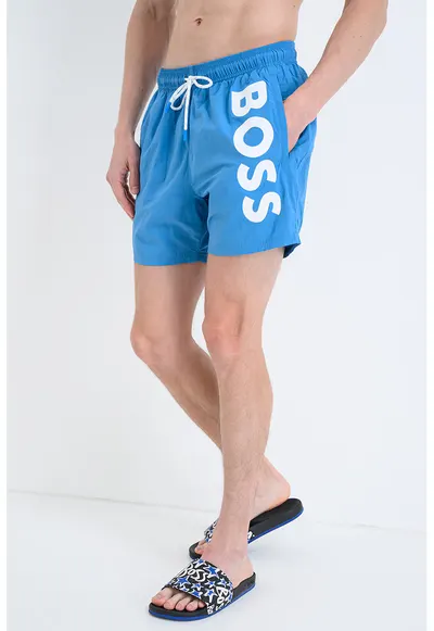 Pantaloni scurti de baie cu imprimeu logo Octopus - Albastru cobalt