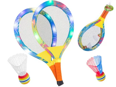 Set rachete iluminate de tenis cu minge si fluturas