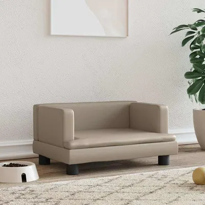 vidaXL Pat de câini, cappuccino, 60x40x30 cm, piele ecologică