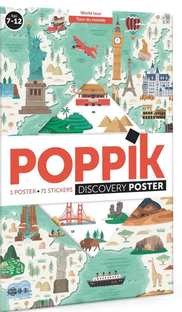 Poster cu stickere Poppik Discovery - Călătorie în jurul lumii