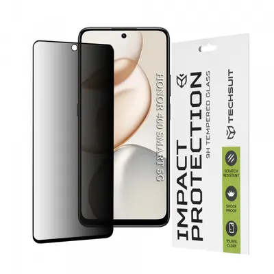 Folie de protectie Ecran Privacy Techsuit pentru Honor 400 Smart 4G / X7d 4G / 400 Smart 5G / X7c, Sticla Securizata, Full Glue, 111D