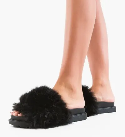 Papuci dama Puffu Negre