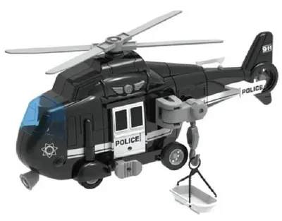 Jucărie pentru copii Raya Toys - Elicopter de poliție, negru