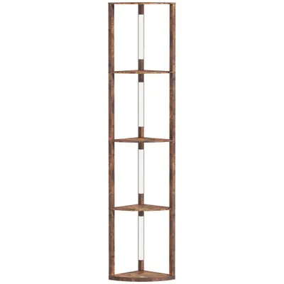 HOMCOM Lampă LED de podea cu rafturi, dimabilă în 5 trepte, lampă modernă de podea cu 3 trepte de luminozitate și comutator de picior, Maro rustic | Aosom Romania