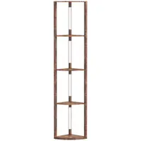 HOMCOM Lampă LED de podea cu rafturi, dimabilă în 5 trepte, lampă modernă de podea cu 3 trepte de luminozitate și comutator de picior, Maro rustic | Aosom Romania