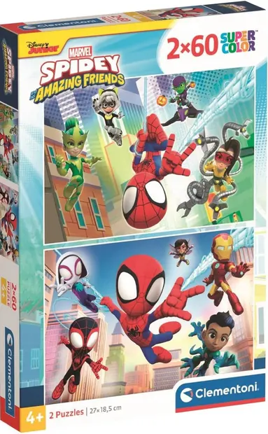 Puzzle pentru copii Clementoni din 2 x 60 piese - Spidey și prietenii săi minunați