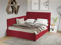 Pat Tapitat de colt Rivo cu somiera fixa Rosu inchis Velluto 7 180x200