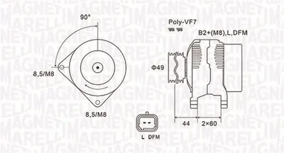 Alternator (14v, 150a) Nissan Interstar; Opel Movano; Renault Laguna Ii, Master Ii, Trafic Ii 1.9d 2.5d Dupa 2001
