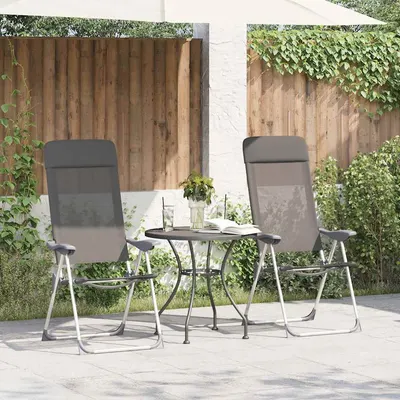 vidaXL Scaune de camping pliante, 4 buc., gri, aluminiu