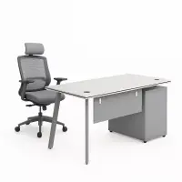 Set Serenity &amp; ErgoAir - Birou cu dulap lateral si Scaun de birou ergonomic cu suport lombar