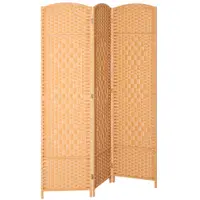 HOMCOM Paravan interior din lemn 3 panouri despărțitor pliabil pentru living dormitor 135 x 180 cm maro deschis | Aosom Romania