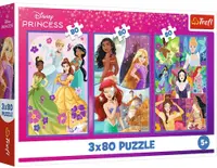 Puzzle pentru copii Trefl din 3 x 80 piese - Prințese Disney