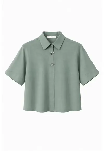 Camasa dama - camasa scurta - verde - textil