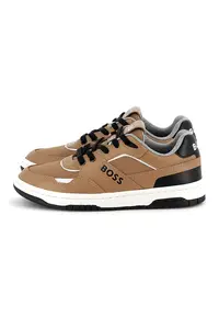Pantofi sport din piele ecologica cu garnituri din piele - Bej