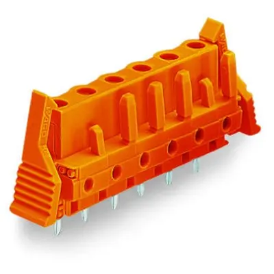 THT female header; 0.6 x 1.0 mm solder pin; straight; Locking lever; Pin spacing 7.62 mm; 6-pole; orange