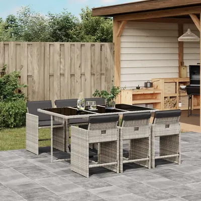 Gossi set mobilier de gradina cu perne, 7 piese gri deschis poliratan
