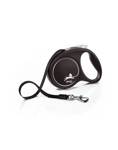 FLEXI Black Design lesa automata cu banda pentru caini, negru, marimea M, 5 m