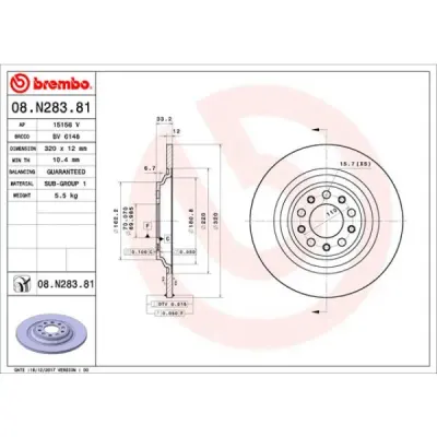 Disc frana BREMBO 08.N283.81