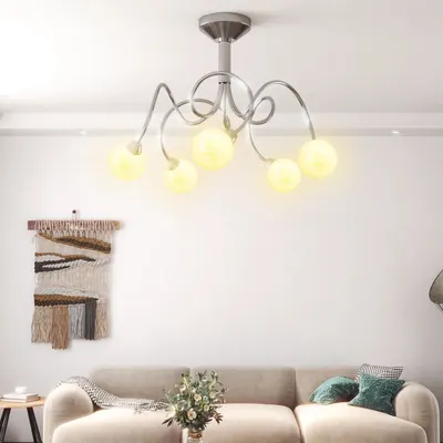 Gossi plafoniera cu abajururi rotunde din sticla, 5 becuri led g9