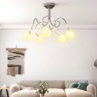 Gossi plafoniera cu abajururi rotunde din sticla, 5 becuri led g9