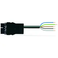 pre-assembled connecting cable; Plug/open-ended; 5-pole; Cod. A; H05Z1Z1-F 5G 4.0 mm²; 2 m; 4,00 mm²; black