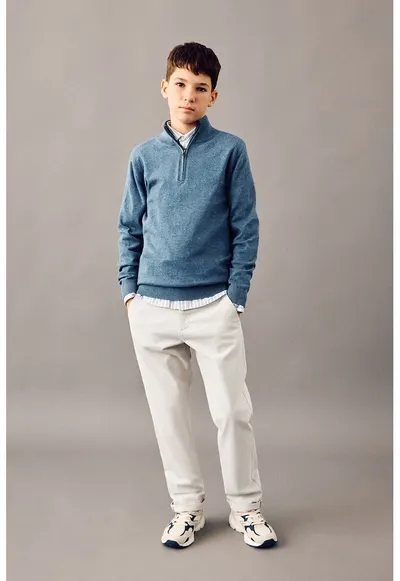 Pantaloni chino drepti - Alb fildes
