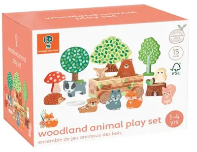 Set de joacă Orange Tree Toys - Animale din pădure cu cărucior
