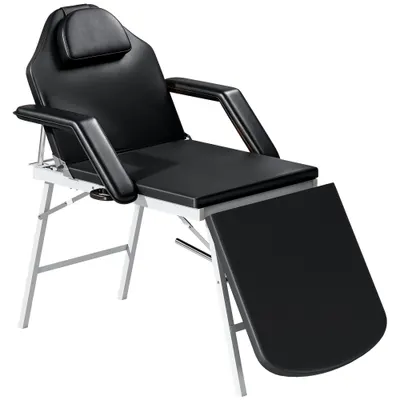 HOMCOM Masă de masaj pliabilă, pat de masaj 3 zone portabil 182 x 62 cm cu tetieră și cotiere detașabile, negru | Aosom Romania