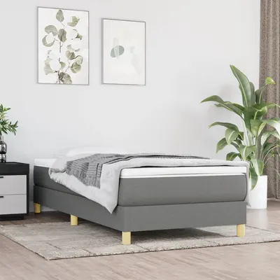 vidaXL Cadru de pat cu arcuri, gri închis, 90x190 cm, textil
