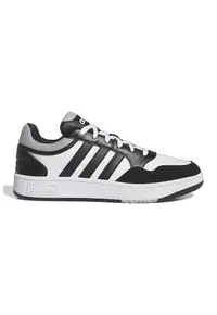 Pantofi sport de piele ecologica cu garnituri de piele intoarsa Hoops 3.0 - Negru/Alb optic