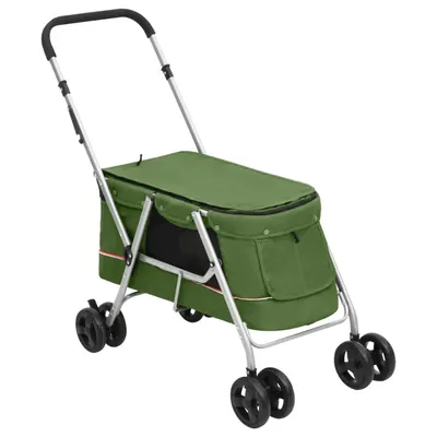 vidaXL Cărucior pliabil pentru câini, verde, 100x49x96 cm, pânză