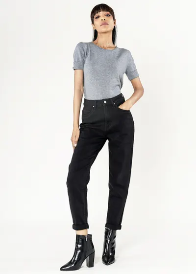 Blugi dama Mom Fit Nina Carter Negru P502-8 M10